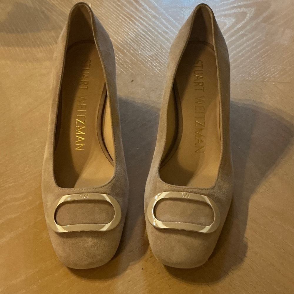 Stuart Weitzman Beige Suede Heels
